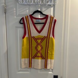 Prada Red and Cream Knit Sweater Vest